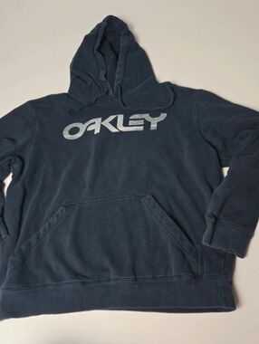 Oakley Men's Dark Navy Crewneck Hoodie with Silver Logo